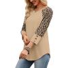 image:imageWIHOLL Womens Tops Summer 34 Sleeve with Buttons Dressy Casual Blouses Color Block Raglan Outfits Fashion Clothing 2026Khaki Leopard
