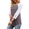 image:imageWIHOLL Womens Tops Summer 34 Sleeve with Buttons Dressy Casual Blouses Color Block Raglan Outfits Fashion Clothing 2026Mocha Grey Purple