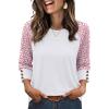 image:imageWIHOLL Womens Tops Summer 34 Sleeve with Buttons Dressy Casual Blouses Color Block Raglan Outfits Fashion Clothing 2026Pink Dot