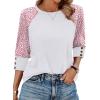 image:imageWIHOLL Womens Tops Summer 34 Sleeve with Buttons Dressy Casual Blouses Color Block Raglan Outfits Fashion Clothing 2026Pink Dot
