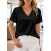 image:imageWIHOLL Work Blouses for Women Dressy Casual Summer Tops V Neck Short Sleeve ShirtsBlack