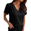 image:imageWIHOLL Work Blouses for Women Dressy Casual Summer Tops V Neck Short Sleeve ShirtsBlack