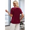 image:imageWIHOLL Work Blouses for Women Dressy Casual Summer Tops V Neck Short Sleeve ShirtsBurgundy