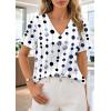 image:imageWIHOLL Work Blouses for Women Dressy Casual Summer Tops V Neck Short Sleeve ShirtsGeometry