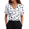 image:imageWIHOLL Work Blouses for Women Dressy Casual Summer Tops V Neck Short Sleeve ShirtsGeometry