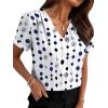 image:imageWIHOLL Work Blouses for Women Dressy Casual Summer Tops V Neck Short Sleeve ShirtsGeometry