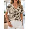 image:imageWIHOLL Work Blouses for Women Dressy Casual Summer Tops V Neck Short Sleeve ShirtsLeopard