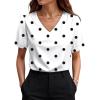 image:imageWIHOLL Work Blouses for Women Dressy Casual Summer Tops V Neck Short Sleeve ShirtsPolka Dot