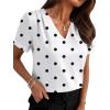 image:imageWIHOLL Work Blouses for Women Dressy Casual Summer Tops V Neck Short Sleeve ShirtsPolka Dot