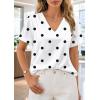 image:imageWIHOLL Work Blouses for Women Dressy Casual Summer Tops V Neck Short Sleeve ShirtsPolka Dot