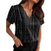 image:imageWIHOLL Work Blouses for Women Dressy Casual Summer Tops V Neck Short Sleeve ShirtsStriped