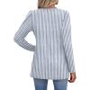 image:imageWomens Long Sleeve Tops Dressy Casual V Neck Babydoll Shirts Basic Tunic Tops for Leggings Blue Striped S
