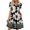 image:imageWIHOLL Boho Summer Dresses for Women Casual Loose T Shirt Dress with Pockets Beach Vacation Outfits S4XL06 Floral Chrysanthemum