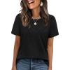 image:imageWIHOLL Short Sleeve Sweater for Women Trendy Summer Tops Crew Neck Business Casual Outfits 2026Black