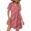 image:imageWIHOLL Summer Dresses for Women Casual V Neck Wedding Guest Dress Hawaiian Midi Dress Fashion Beach Vacation Clothes2redwhite Floral