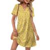 image:imageWIHOLL Summer Dresses for Women Casual V Neck Wedding Guest Dress Hawaiian Midi Dress Fashion Beach Vacation Clothes2yellow Floral