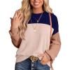 image:imageWIHOLL Womens Fall Fashion 2025 Long Sleeve Shirts Color Block Knitted Ribbed Tunic Tops Casual Loose Fit TrendyNavy Blue