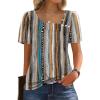 image:imageWIHOLL Womens Summer Tops Short Sleeve Shirts Square Neck Spring Outfits 2026 Fashion Clothing BlousesStripes Multicoloured