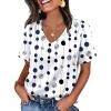 image:imageWIHOLL Work Blouses for Women Dressy Casual Summer Tops V Neck Short Sleeve ShirtsGeometry