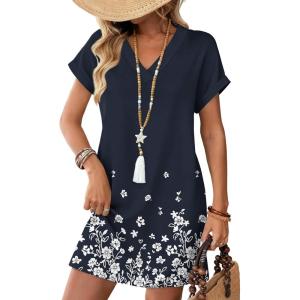 image:imageWIHOLL Dresses for Women 2026 Casual Summer Tshirt Dress Wedding Guest Dresses Fashion Beach Vacation ClothesNavy Floral