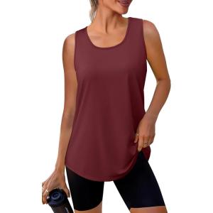 image:imageWIHOLL Workout Tops for Women Summer Athletic Tank Tops Sleeveless Shirts Beach Lightweight Gym ClothesWine Red