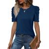 image:imageWIHOLL Summer Tops for Women Puff Sleeve Crewneck T Shirts Dressy Casual Blouses Spring Outfits Fashion ClothesBlue