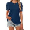 image:imageWIHOLL Summer Tops for Women Puff Sleeve Crewneck T Shirts Dressy Casual Blouses Spring Outfits Fashion ClothesBlue