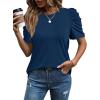 image:imageWIHOLL Summer Tops for Women Puff Sleeve Crewneck T Shirts Dressy Casual Blouses Spring Outfits Fashion ClothesBlue