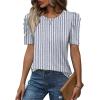 image:imageWIHOLL Summer Tops for Women Puff Sleeve Crewneck T Shirts Dressy Casual Blouses Spring Outfits Fashion ClothesBlue Strips