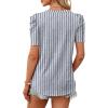 image:imageWIHOLL Summer Tops for Women Puff Sleeve Crewneck T Shirts Dressy Casual Blouses Spring Outfits Fashion ClothesBlue Strips