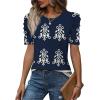 image:imageWIHOLL Summer Tops for Women Puff Sleeve Crewneck T Shirts Dressy Casual Blouses Spring Outfits Fashion ClothesNavy Blue Boho
