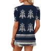 image:imageWIHOLL Summer Tops for Women Puff Sleeve Crewneck T Shirts Dressy Casual Blouses Spring Outfits Fashion ClothesNavy Blue Boho