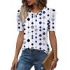 image:imageWIHOLL Summer Tops for Women Puff Sleeve Crewneck T Shirts Dressy Casual Blouses Spring Outfits Fashion ClothesWhite Polka Dots