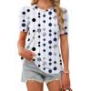 image:imageWIHOLL Summer Tops for Women Puff Sleeve Crewneck T Shirts Dressy Casual Blouses Spring Outfits Fashion ClothesWhite Polka Dots