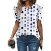 image:imageWIHOLL Summer Tops for Women Puff Sleeve Crewneck T Shirts Dressy Casual Blouses Spring Outfits Fashion ClothesWhite Polka Dots