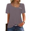 image:imageWIHOLL Womens Summer Tops Short Sleeve Shirts Square Neck Spring Outfits 2026 Fashion Clothing BlousesGrey Purple