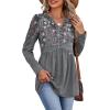 image:imagePlus Size Clothes for Women Trendy Fall Fashion Must Haves Long Sleeve Ladies Tops Business Casual Work Shirts Floral Grey 3XL