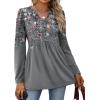 image:imagePlus Size Clothes for Women Trendy Fall Fashion Must Haves Long Sleeve Ladies Tops Business Casual Work Shirts Floral Grey XL