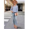 image:imageWIHOLL 34 Length Sleeve Womens Tops Dressy V Neck Collared Shirts Business Casual Work Blouses Summer Vacation Outfits 2026Ablue Stripes