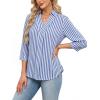 image:imageWIHOLL 34 Length Sleeve Womens Tops Dressy V Neck Collared Shirts Business Casual Work Blouses Summer Vacation Outfits 2026Ablue Stripes