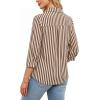 image:imageWIHOLL 34 Length Sleeve Womens Tops Dressy V Neck Collared Shirts Business Casual Work Blouses Summer Vacation Outfits 2026Abrown Stripes