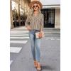 image:imageWIHOLL 34 Length Sleeve Womens Tops Dressy V Neck Collared Shirts Business Casual Work Blouses Summer Vacation Outfits 2026Abrown Stripes