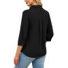 image:imageWIHOLL 34 Length Sleeve Womens Tops Dressy V Neck Collared Shirts Business Casual Work Blouses Summer Vacation Outfits 2026Black
