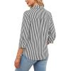 image:imageWIHOLL 34 Length Sleeve Womens Tops Dressy V Neck Collared Shirts Business Casual Work Blouses Summer Vacation Outfits 2026Black Stripes