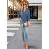 image:imageWIHOLL 34 Length Sleeve Womens Tops Dressy V Neck Collared Shirts Business Casual Work Blouses Summer Vacation Outfits 2026Blue