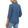 image:imageWIHOLL 34 Length Sleeve Womens Tops Dressy V Neck Collared Shirts Business Casual Work Blouses Summer Vacation Outfits 2026Blue