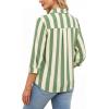 image:imageWIHOLL 34 Length Sleeve Womens Tops Dressy V Neck Collared Shirts Business Casual Work Blouses Summer Vacation Outfits 2026Green Stripes