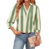 image:imageWIHOLL 34 Length Sleeve Womens Tops Dressy V Neck Collared Shirts Business Casual Work Blouses Summer Vacation Outfits 2026Green Stripes