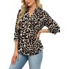 image:imageWIHOLL 34 Length Sleeve Womens Tops Dressy V Neck Collared Shirts Business Casual Work Blouses Summer Vacation Outfits 2026Leopard