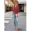 image:imageWIHOLL 34 Length Sleeve Womens Tops Dressy V Neck Collared Shirts Business Casual Work Blouses Summer Vacation Outfits 2026Mineral Red